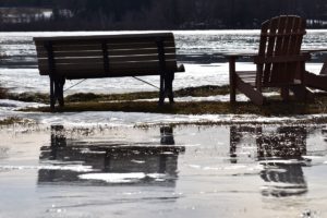 Mont Bromont Benches next to a lake