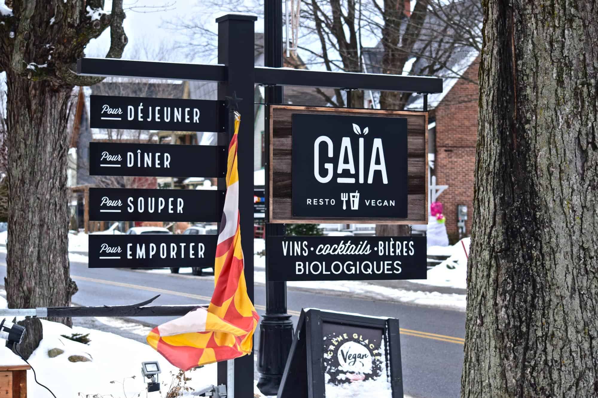 Outside sign for gaia bromont