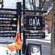 Sign for Gaia Bar on the street of bromont