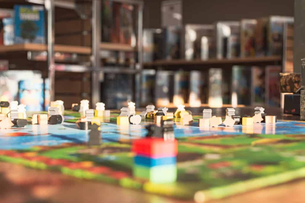 Board game on a table in a bar in montreal