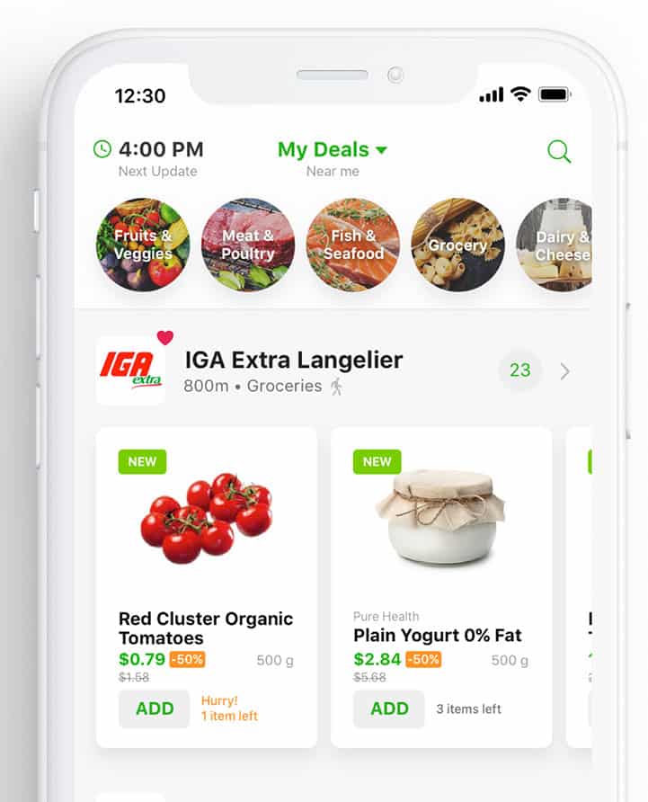 FoodHero application with IGA open